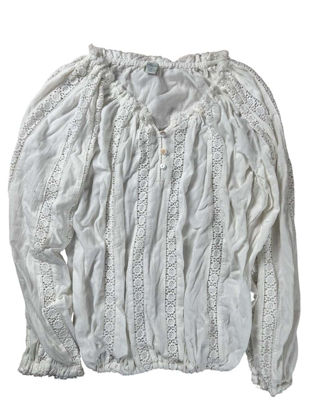 Sundance Tunic Womens M White Off The Shoulder Button Crochet Elastic Waist